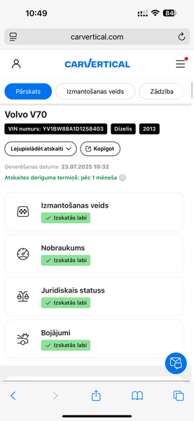 Volvo V70, 2012, 2.0 dīzelis, manuāla