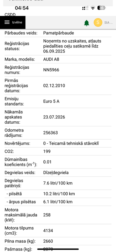 Audi A8, 2010, 4.2 dīzelis, automāts