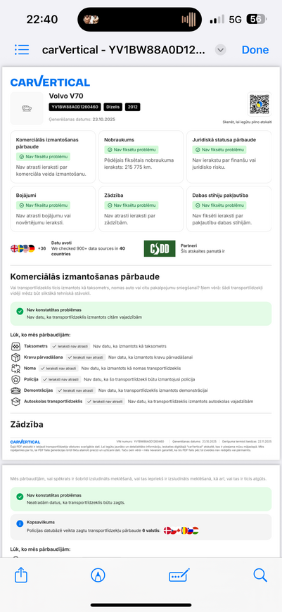 Volvo V70, 2013, 2.0 dīzelis, automāts